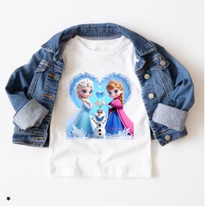 Camiseta de cuello redondo con estampado de Elsa y Anna de Frozen de Disney Princess #0040