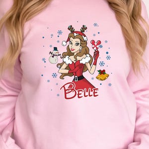 Christmas Disney Princess Belle printed Crewneck Sweatshirt or Hoody #00373