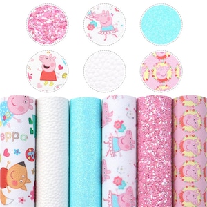 Peppa Wutz Leder Glitzer Bedruckt Bogen Kunstleder Stoff Bogen Bogenmachen 61