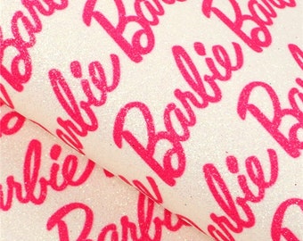 Pastel Shimmer Glitter or Litchi Leather Barbie Fabric Sheet faux Leather Canvas Fabric bow making 10/12