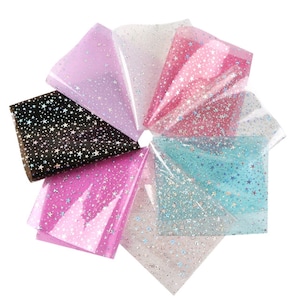 Star Transparent Waterproof Jelly Sheet Faux Leather Fabric sheet bow making 140