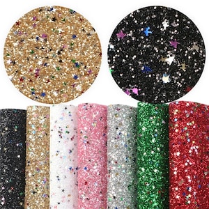 BARGAIN Chunky Glitter Star Christmas Holiday Sheet 1089 - Faux Leather Fabric sheet bow making TAB