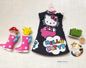 Cat lover Dress : for Blythe, Licca, Skipper, Holala, Ruruko or similarly size