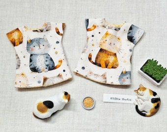 Cat Lover Doll Dress Set: Blythe, Licca, Lati Yellow