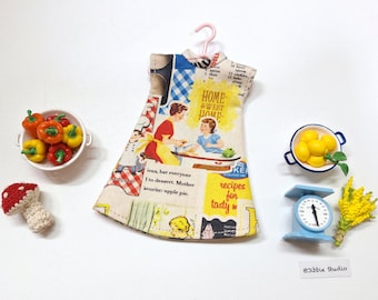 Vintage "Home Sweet Home" Doll Dress: Fits Blythe, Licca, Skipper