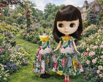 Vintage rose DollDress for Neo Blythe, Licca ,Skipper, Ruruko or similarly size