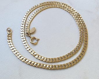 Vintage 1980s Avon Gold Plated Necklace | Flat Chain Design
