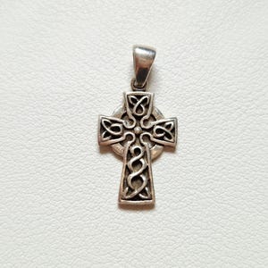 Vintage Sterling Silver Celtic Cross Pendant | Irish Knotwork Design