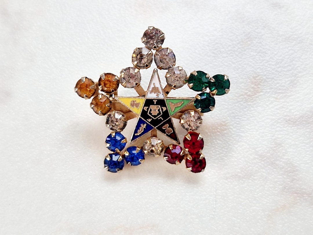 Vintage Masonic OES Brooch: Rhinestone Order of the Eastern Star Pin - Etsy
