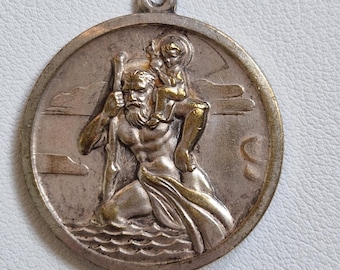 Vintage Saint Christopher Religious Pendant Medal – Ford Model T 1908 – Made in Italy