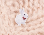 Animal brooch - BUNNY - right side - brooch Pin - white rabbit