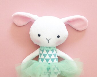 Plush bunny toy - Bunny rag doll - Handmade rabbit doll - Stuffed toy - Fabric bunny Doll -  Stuffed doll