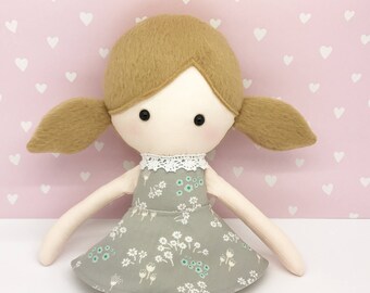 Rag doll - plush doll - Stuffed toy - Cloth doll - Soft toy - Cloth doll - Fabric Doll - Softie - Plushie - with brown tails