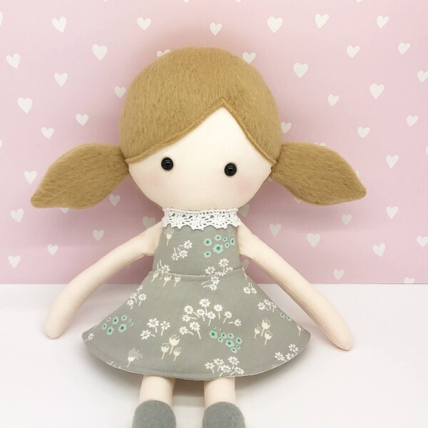 Rag doll - plush doll - Stuffed toy - Cloth doll - Soft toy - Cloth doll - Fabric Doll - Softie - Plushie - with brown tails