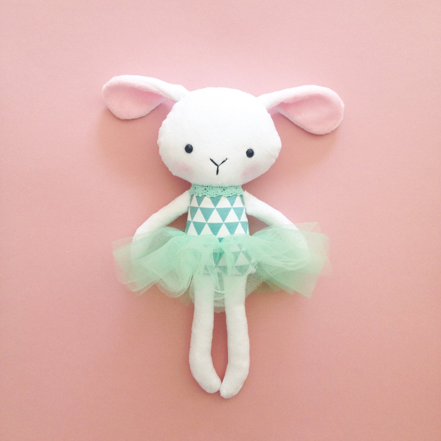 handmade fabric doll Stuffed rabbit 14 inch for girl Easter bunny