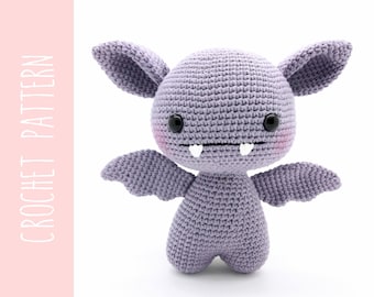 Bat amigurumi crochet PATTERN, crochet cute bat pattern, amigurumi PDF pattern, kawaii bat toy pattern, Instant download