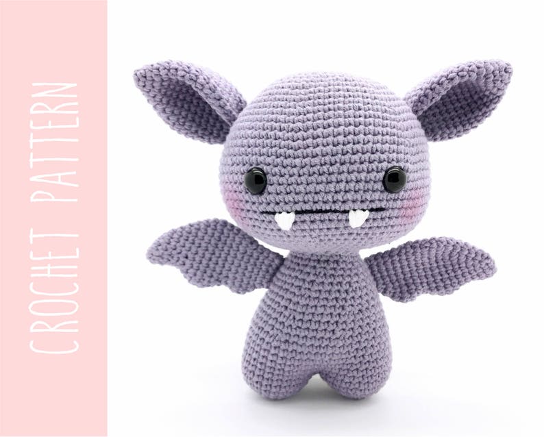 Bat amigurumi crochet PATTERN, crochet cute bat pattern, amigurumi PDF pattern, kawaii bat toy pattern, Instant download image 1