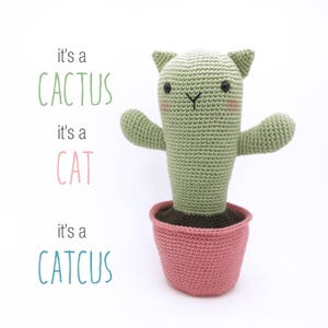 Cactus crochet amigurumi PATTERN, crochet cactus cat catcus pattern, amigurumi PDF pattern, catcus pattern, Instant download image 3