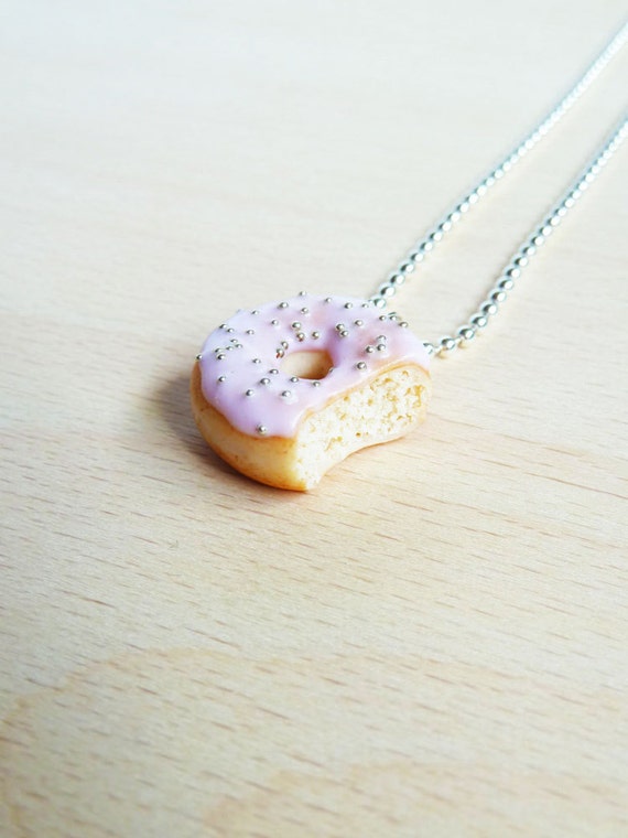 Items similar to Realistic handmade polymer clay doughnut necklace