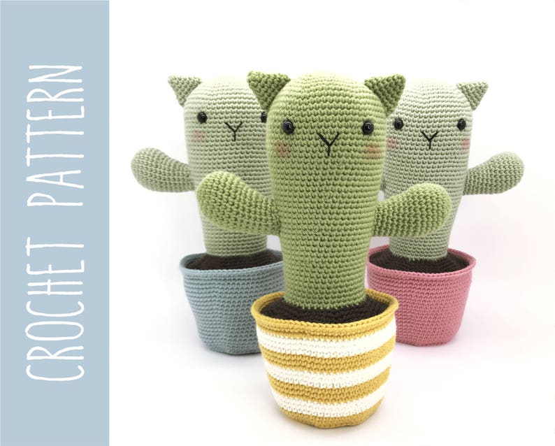 Cactus crochet amigurumi PATTERN, crochet cactus cat catcus pattern, amigurumi PDF pattern, catcus pattern, Instant download image 1