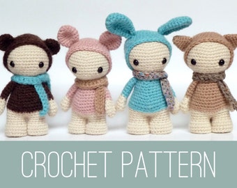 Amigurumi doll crochet PATTERN, crochet dolls pattern, amigurumi PDF pattern, bunny pattern, Instant download