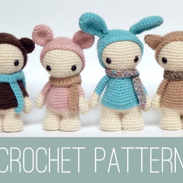 Amigurumi doll crochet PATTERN, crochet dolls pattern, amigurumi PDF pattern, bunny pattern, Instant download