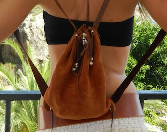 Brown leather backpack. Leather backpacks. Woman backpack.