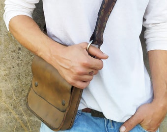 Brown leather bag, men's bags, leather bags, unisex bags