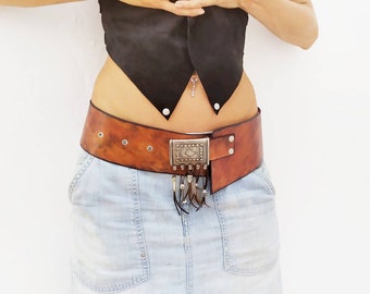 Brown leather belt, bohochic, boho belt. Women’s belts.