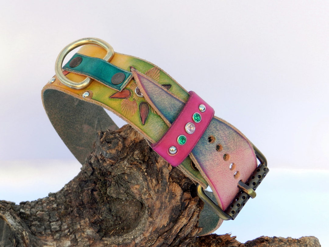 Dogs Leather Collar, Leather Collar for Pets., Colored Leather Collar ...