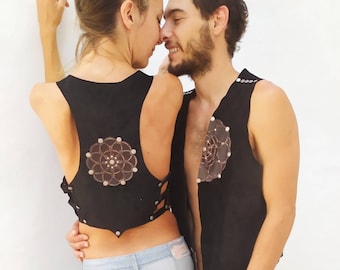 OFFER Vests man and woman!!! For lovely couples!! Vests black sacred geometry for him and her.