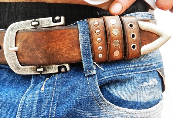 Belt of Brown Leather. Belt Leather Man. Belt Leather Woman. | Etsy