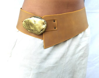 Wide brown leather belt, leather belts.