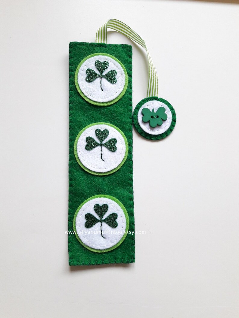 Felt Shamrock Bookmark.Felt Bookmark.Irish Bookmark.Irish Etsy