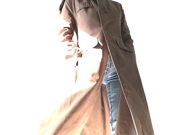 Vintage 1970s S.Giorgio trench coat, beige gabardine raincoat, size XS, S.Giorgio tailored overcoat, made in Italy, classic trench coat