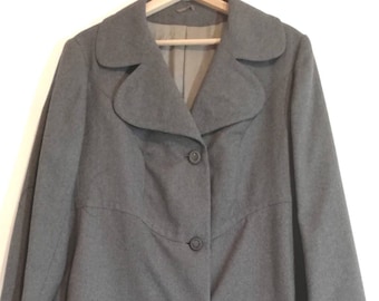 Wool coat, gray coat, vintage, 1950s, size medium, custom clothing