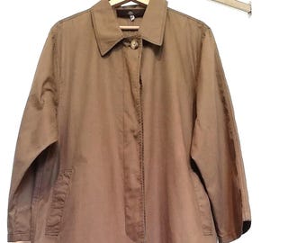 Luciano Barbera Vintage Trench Coat, Made in Italy, Luxury Long Coat, Khaki Brown, Size 42, Italian Haute Couture