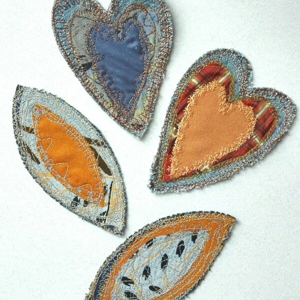 Jeans patches, heart patches, leaf patches, decorated jeans, upcycled clothing, embroidered patches, boho jeans, handmade patches, bohemian