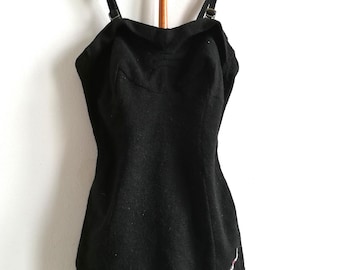 Rare Vintage Jantzen Costume from the 1940s/50s - Black Wool - Iconic Diving Girl - Size 36