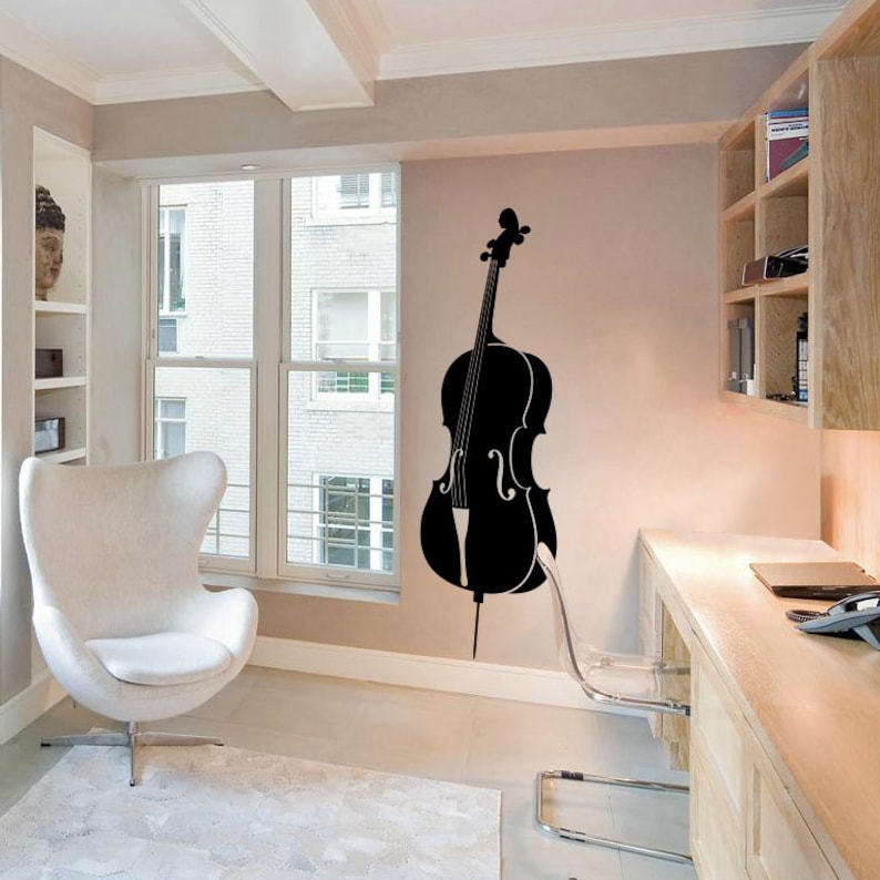 Violin Cello Wall Decal Cute Vinyl Sticker Home Arts Silhouette Music Wall Decals WT069