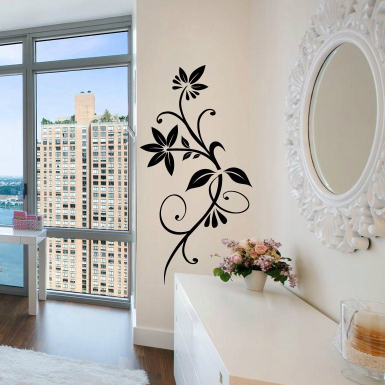 Vinyl Wall Decal Floral wall decal ornament WT001 Etsy
