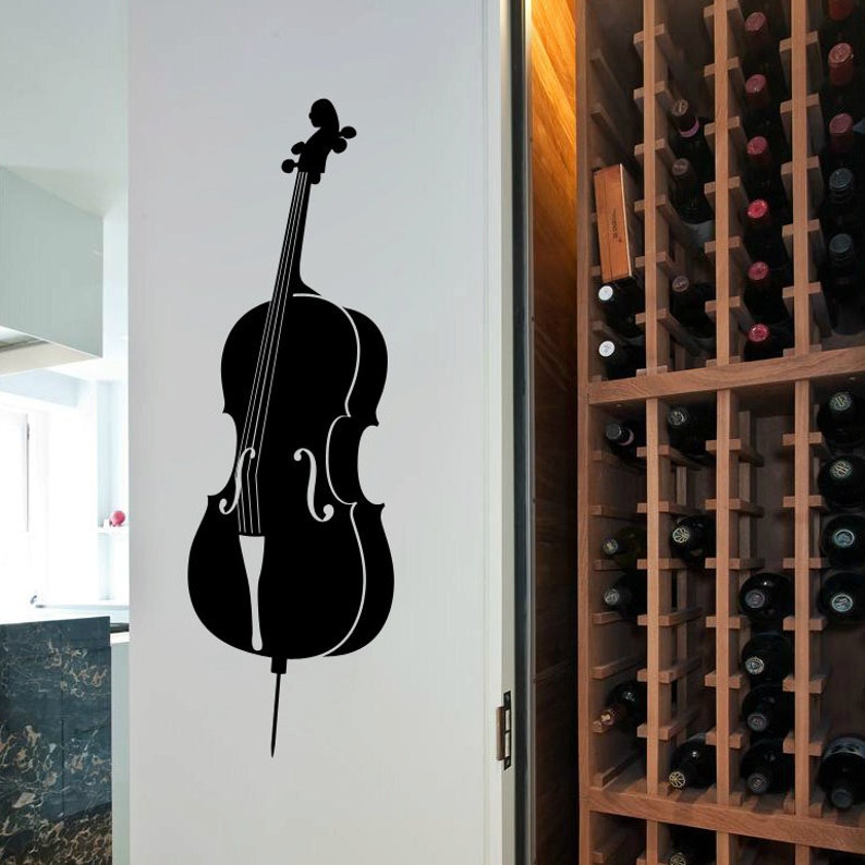 Violin Cello Wall Decal Cute Vinyl Sticker Home Arts Silhouette Music Wall Decals WT069