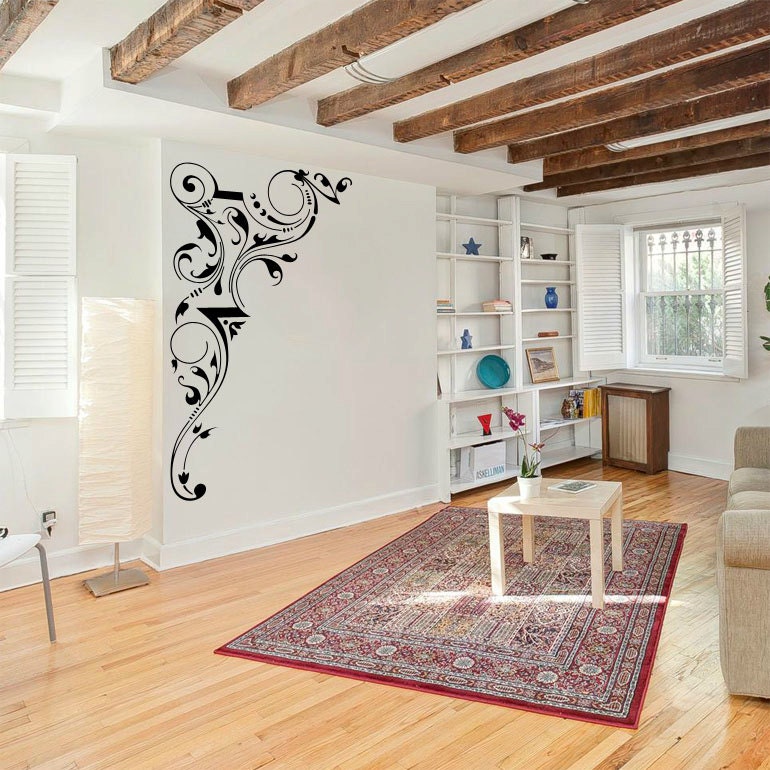 Abstract Corner Wall Decal Cute Vinyl Sticker Home Arts Square Etsy