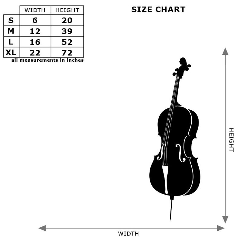 Violin Cello Wall Decal Cute Vinyl Sticker Home Arts Silhouette Music Wall Decals WT069