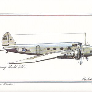 Boeing Model 247- by Roy Andersen 9x12 Lithograph Plus BONUS Postcard and FREE SHIPPING