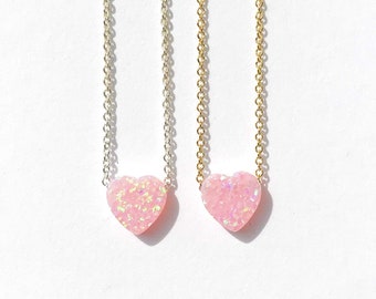 heart opal charm necklace