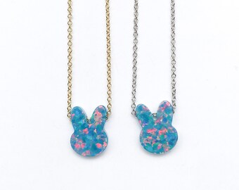 bunny opal charm necklace