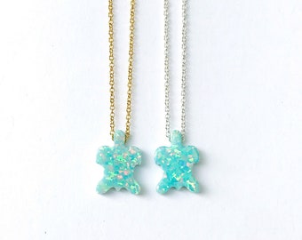 sea turtle opal charm necklace