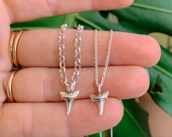 mini shark tooth necklace in silver or gold