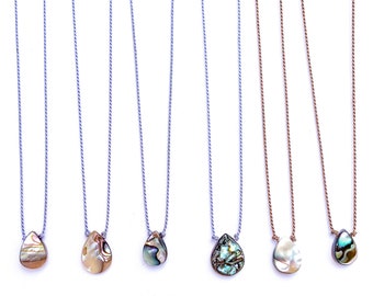 dainty abalone/paua necklaces on silk cord